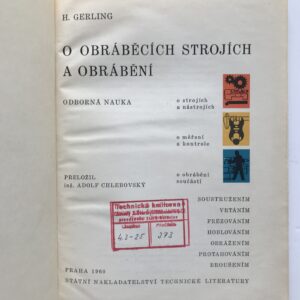 O obráběcích strojích a obrábění, Heinrich Gerling