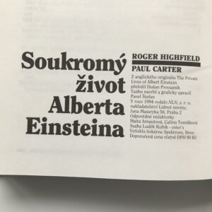 Soukromý život Alberta Einsteina, Roger Highfield, Paul Carter