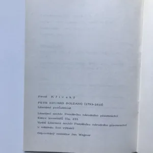 Petr Eduard Bolzano, literární pozůstalost, Pavel Křivský