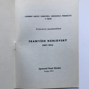 František Náhlovský, literární pozůstalost, Pavel Křivský