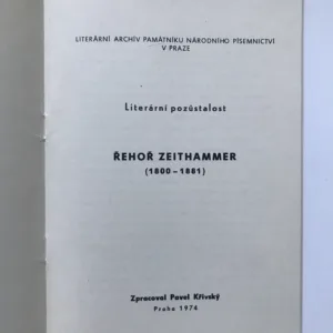 Řehoř Zeithammer, literární pozůstalost, Pavel Křivský
