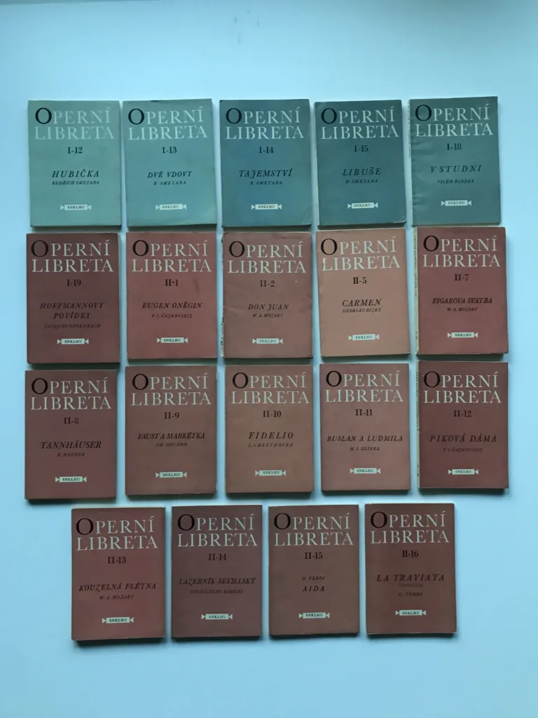 19x Operní libreta (Smetana, Mozart, Wagner, Verdi, Čajkovskij...), SNKLHU