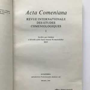 Acta Comeniana 1, revue internationale des etudes comeniologiques