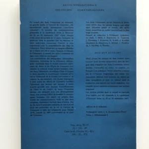Acta Comeniana 1, revue internationale des etudes comeniologiques