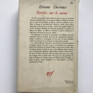 Paroles sur le mime, Étienne Decroux