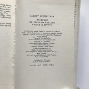 Albert Schweitzer, Zastánce kritického myšlení a úcty k životu