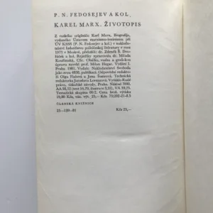 Karel Marx. Životopis, P. N. Fedosejev, kolektiv autorů
