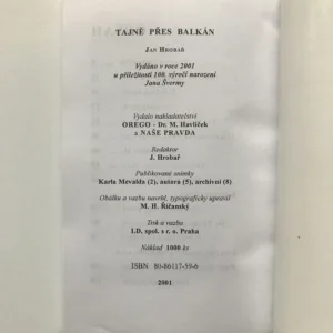 Tajně přes Balkán (podpis autora), Jan Hrobař