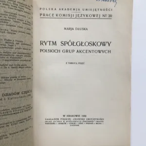 Rytm spolgloskowy polskich grup akcentowych, Marja Dluska