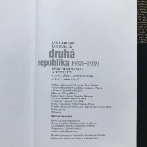 Druhá republika 1938-1939 (Svár demokracie a totality), Jan Gebhart, Jan Kuklík