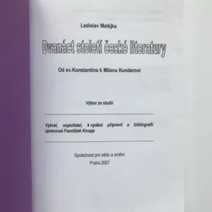 Studie – Dvanáct století české literatury, Ladislav Matějka