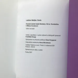 Studie – Dvanáct století české literatury, Ladislav Matějka