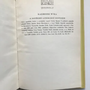 O potřebě literární historie, Kazimierz Wyka