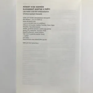 Slovanský Goethe v Pešti (Ján Kollár a národní emblematismus středoevropských Slovanů), Róbert Kiss Szemán