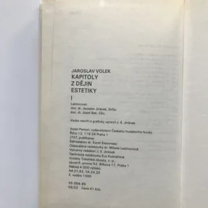 Kapitoly z dějin estetiky 1 (Od antiky k počátku XX. století), Jaroslav Volek