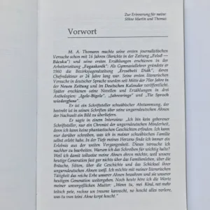 Die Glaskugel (Erzählungen), M. A. Thomann