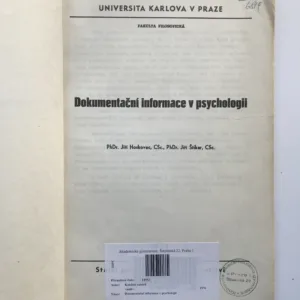 Dokumentační informace v psychologii, Jiří Hoskovec, Jiří Štikar