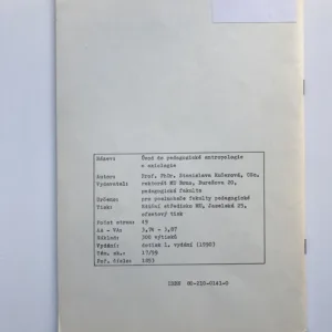 Úvod do pedagogické antropologie a axiologie, Stanislava Kučerová