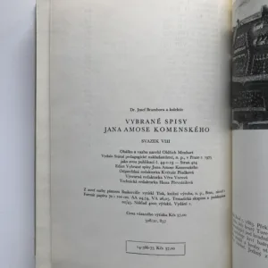 Vybrané spisy Jana Amose Komenského VIII – Autobiografické vyznání, plány, dopisy