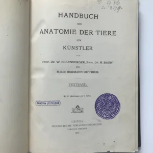 Handbuch der Anatomie der Tiere für Kunstler, W. Ellenberger, H. Baum, Hermann Dittrich