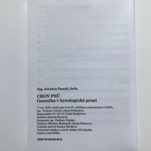 Chov psů (Genetika v kynologické praxi), Jaromír Dostál