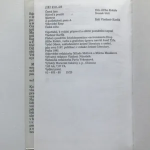 Černá lyra / Návod k upotřebení / Marsyas / Z pozůstalosti pana A./ Vršovický Ezop / Česká suita, Jiří Kolář