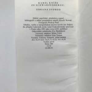 Obrana svobod, Karel kníže ze Schwarzenbergu