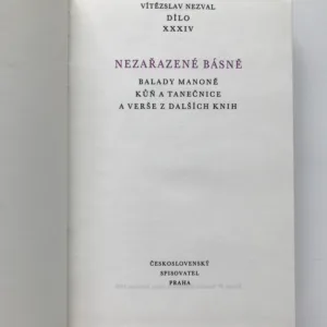 Nezařazené básně (Balady Manoně, Kůň a tanečnice a verše z dalších knih), Vítězslav Nezval