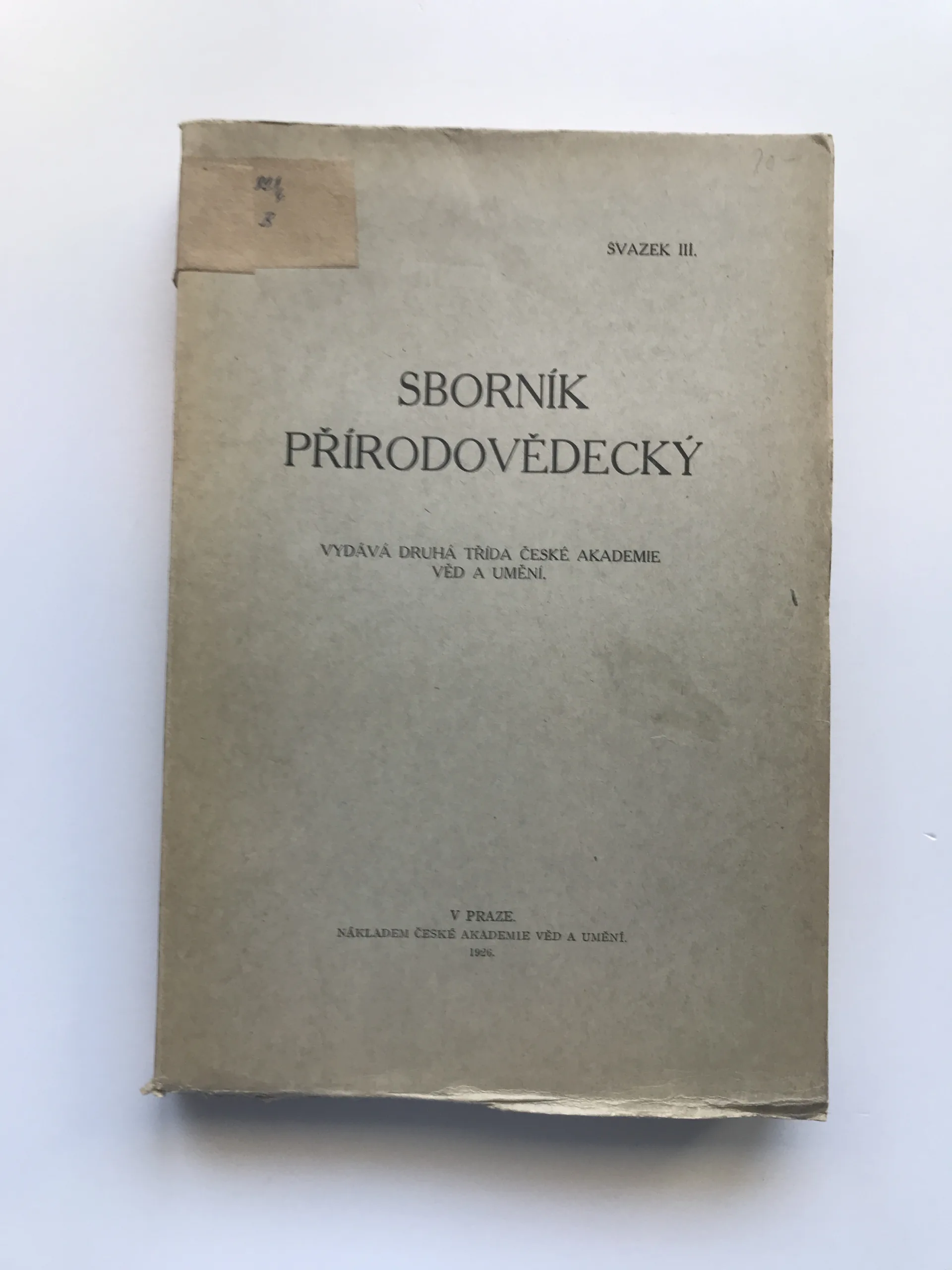 Sborník přírodovědecký, svazek III