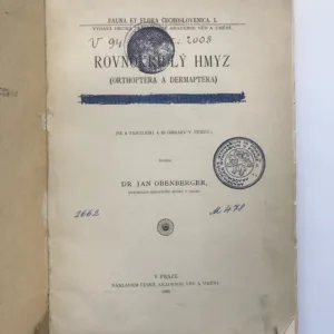 Rovnokřídlý hmyz Republiky československé, Jan Obenberger