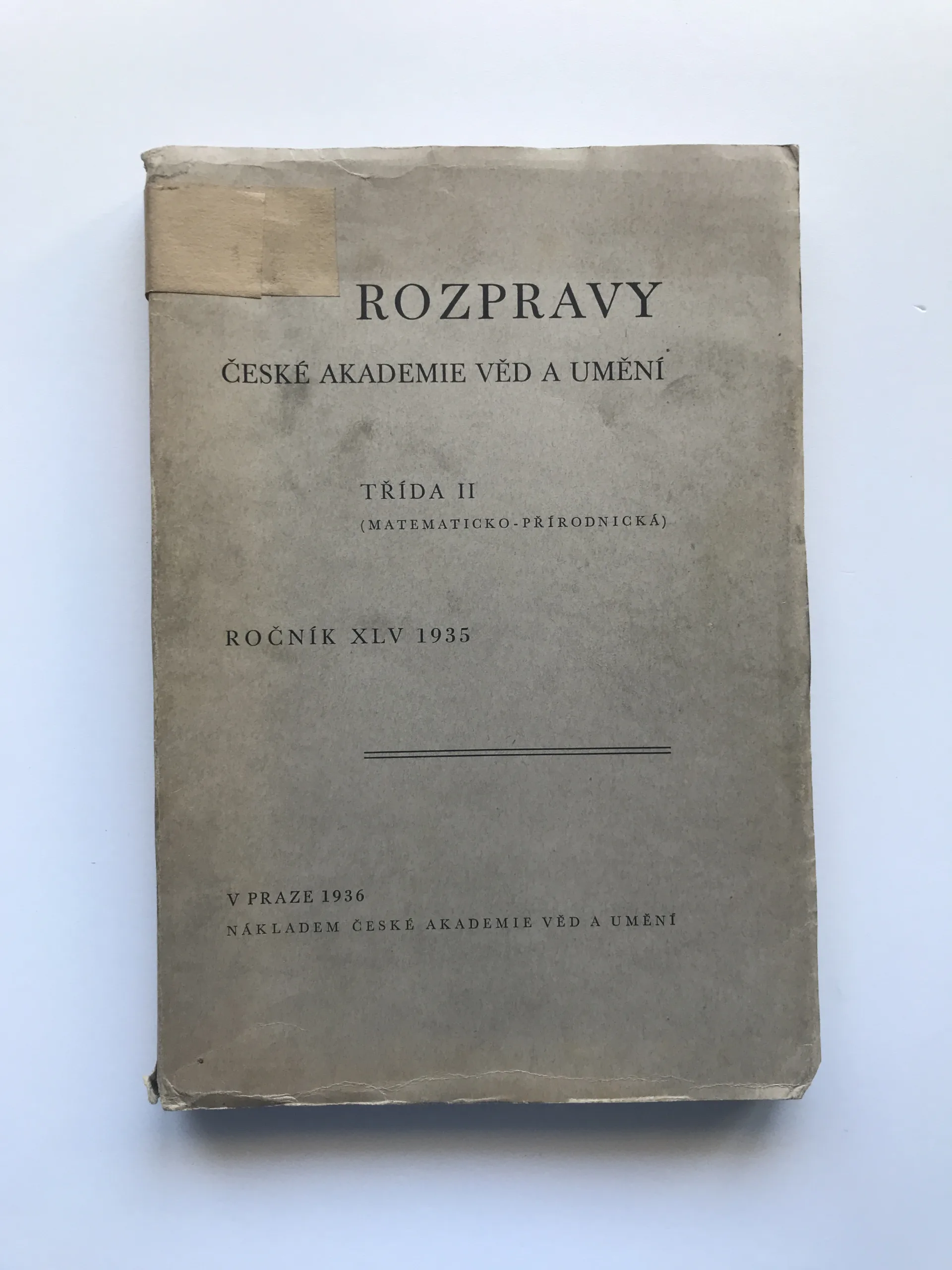 Rozpravy České akademie věd a umění (Třída II – matematicko-přírodnická), ročník XLV (neúplné - viz obsah)