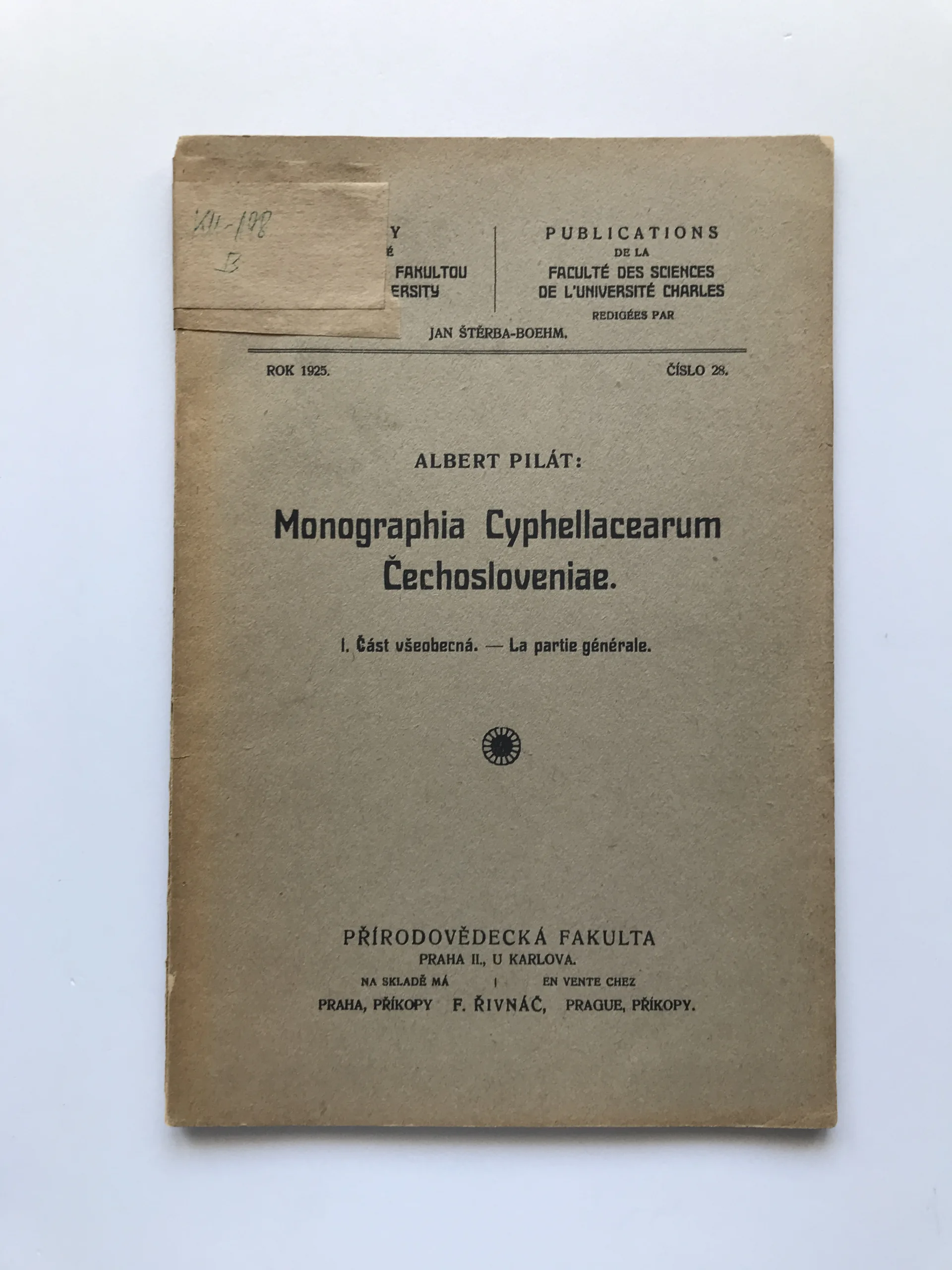Monographia Cyphellacearum Čechosloveniae (I. Část všeobecná), Albert Pilát