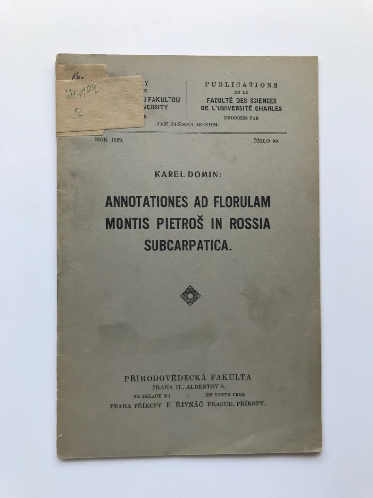 Annotationes ad florulam montis Pietroš in Rossia Subcarpatica, Karel Domin