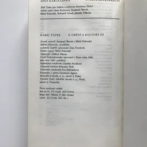 O umění a kultuře III, Karel Čapek