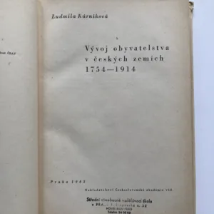 Vývoj obyvatelstva v českých zemích 1754-1914, Ludmila Kárníková