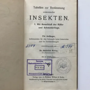 Tabellen zur Bestimmung einheimischer Insekten (I. Mit Ausschluß der Käfer und Schmetterlinge), Heinrich Karny