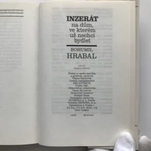 Inzerát na dům, ve kterém už nechci bydlet, Bohumil Hrabal