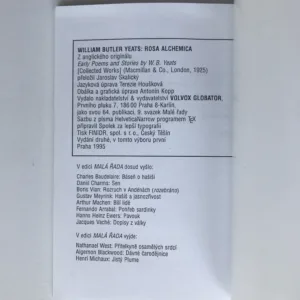Rosa Alchemica, William Butler Yeats
