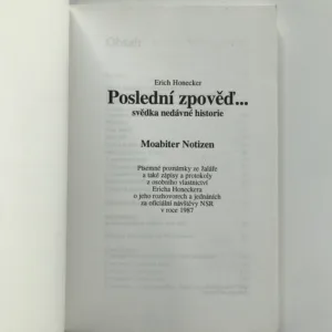 Poslední zpověď... svědka nedávné historie, Erich Honecker