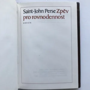 Zpěv pro rovnodennost, Saint-John Perse, Adriena Šimotová