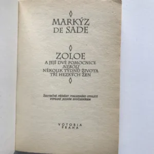 Zoloe a její dvě pomocnice neboli Několik týdnů života tří hezkých žen, Marquis de Sade