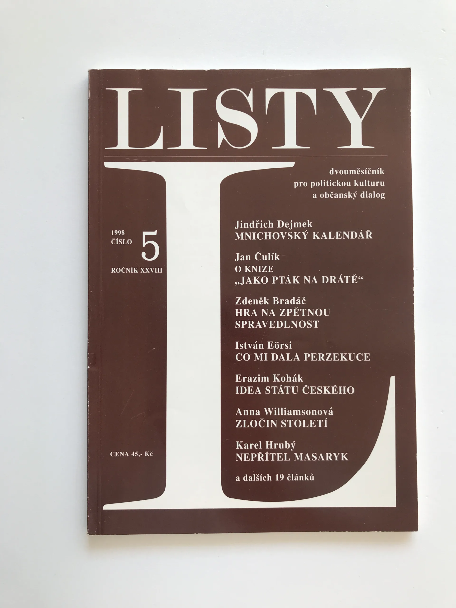 Listy 5/1998 (Dvouměsíčník pro politickou kulturu a občanský dialog)