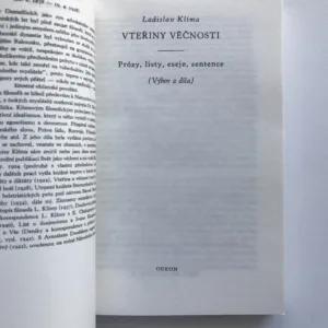 Vteřiny věčnosti (Prózy, listy, eseje, sentence), Ladislav Klíma