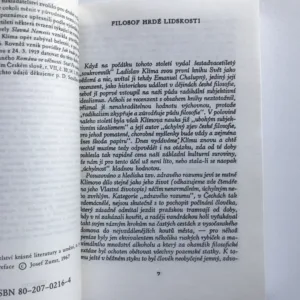 Vteřiny věčnosti (Prózy, listy, eseje, sentence), Ladislav Klíma