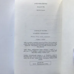Vteřiny věčnosti (Prózy, listy, eseje, sentence), Ladislav Klíma