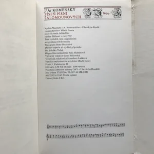 Píseň písní Šalamounových, Jan Amos Komenský