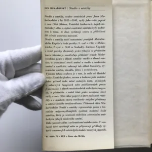 Studie z estetiky, Jan Mukařovský