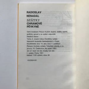 Sešitky chrámové pěvkyně, Radoslav Nenadál, Paul Klee