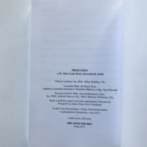 Přednášky z 56. běhu Letní školy slovanských studií