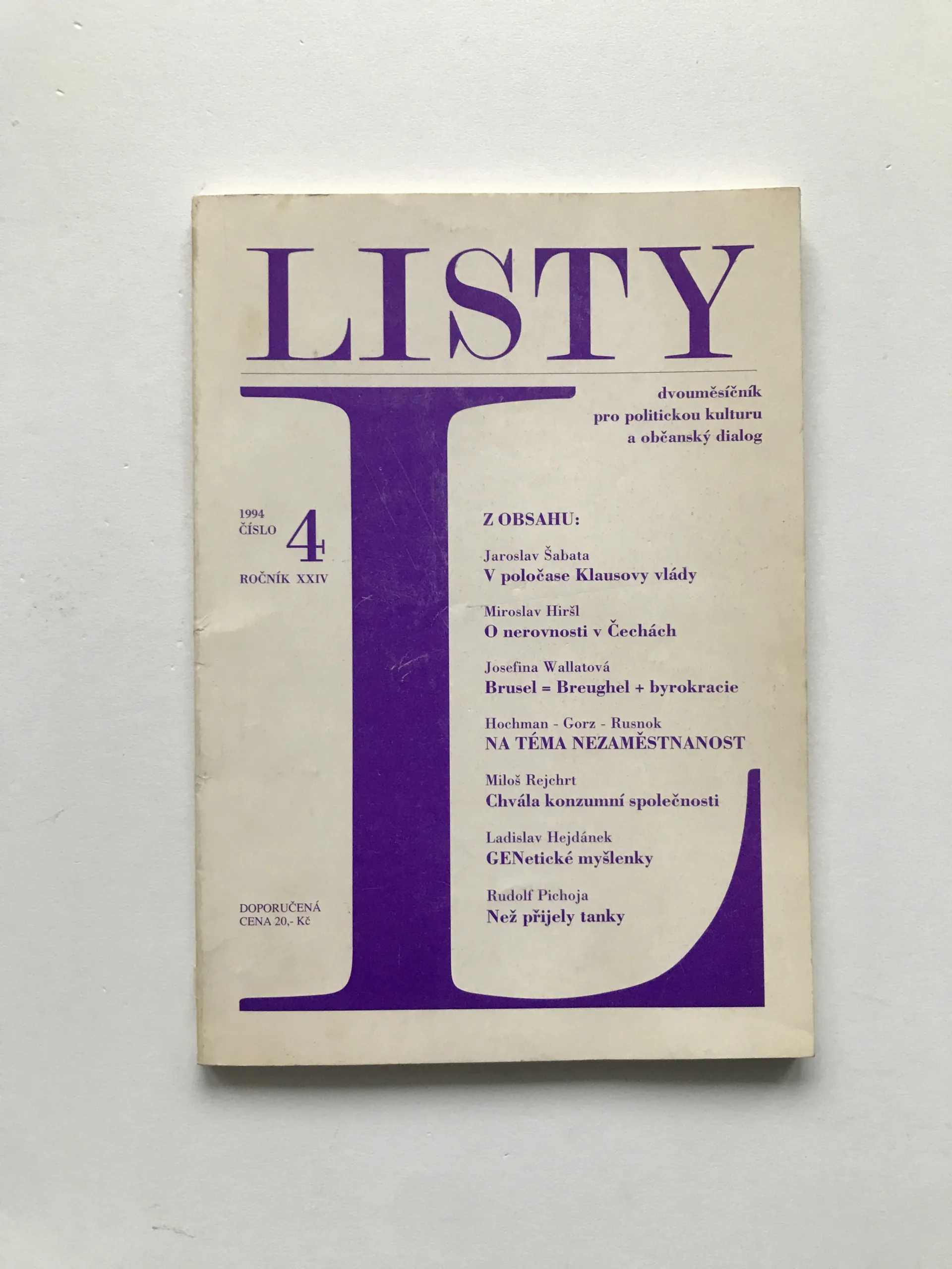 Listy 4/1994 (Dvouměsíčník pro politickou kulturu a občanský dialog)